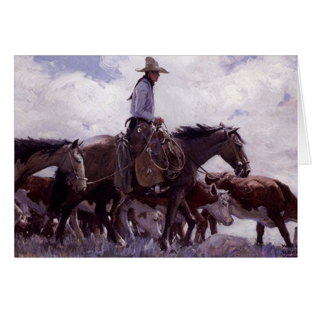 Vintager Cowboy mit Seiner Herde Rinder von Koerne (Vorderseite (Horizontal))