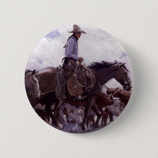 Vintager Cowboy mit Seiner Herde Rinder von Koerne Button (Vorderseite)