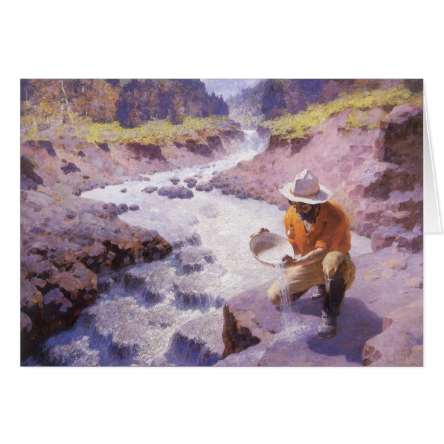 Vintager Cowboy, Panning Gold, Wyoming von Leigh (Vorderseite (Horizontal))