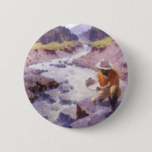 Vintager Cowboy, Panning Gold, Wyoming von Leigh Button