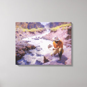 Vintager Cowboy, Panning Gold, Wyoming von Leigh Leinwanddruck