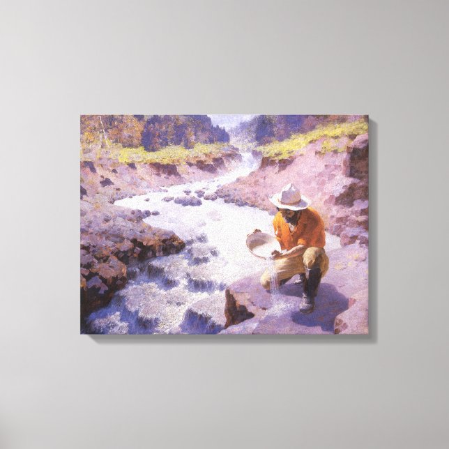 Vintager Cowboy, Panning Gold, Wyoming von Leigh Leinwanddruck (Vorderseite)