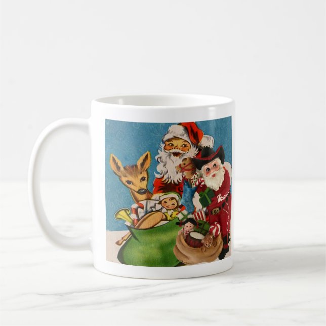Vintager Cowboy Santa Eröffnungspaket Kaffeetasse (Links)