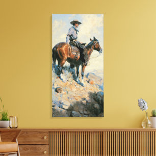 Vintager Cowboy, Sentinel der Ebenen von Dunton Leinwanddruck