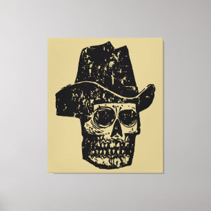 Vintager Cowboy-Skull-Druck mit Alt-Western-Hut Leinwanddruck