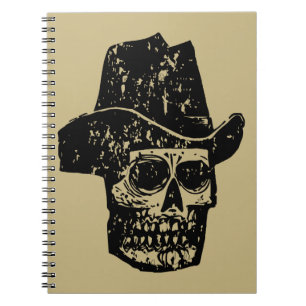 Vintager Cowboy-Skull-Druck mit Alt-Western-Hut Notizblock
