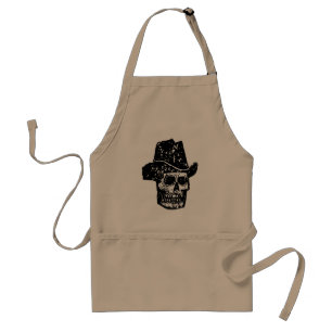 Vintager Cowboy-Skull-Druck mit Alt-Western-Hut Schürze