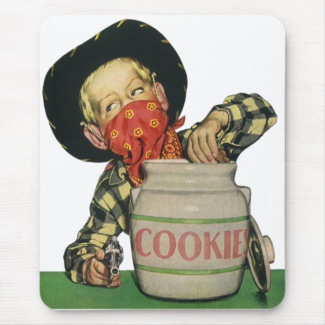 Vintager Cowboy Toy Gun Hand in Keksjar Mousepad (Vorne)