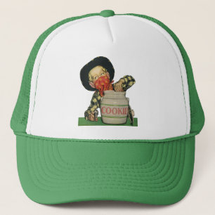 Vintager Cowboy Toy Gun Hand in Keksjar Truckerkappe