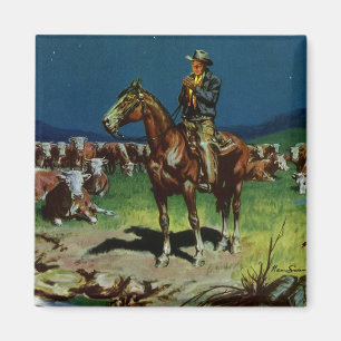 Vintager Cowboy, Zuchtrinder auf dem Bauernhof Magnet