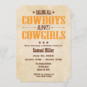 Vintager Cowboy zum Geburtstag Einladung