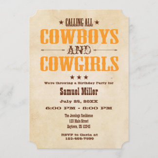Vintager Cowboy zum Geburtstag Einladung
