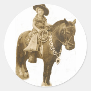 VINTAGER COWGIRL-AUFKLEBER RUNDER AUFKLEBER