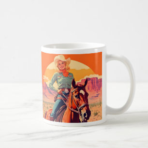 Vintager Cowgirl Reitpferd Western Kaffeetasse