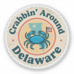 Vintager Crabbin um Delaware-Krebs Aufkleber