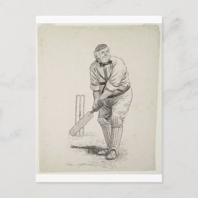 Vintager Cricket-Spieler Postkarte (Vorderseite)