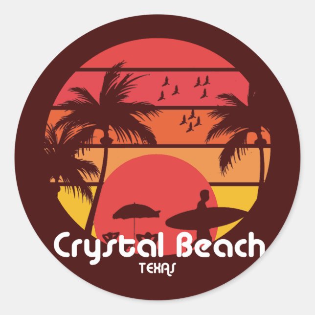 Vintager Crystal Beach Texas Runder Aufkleber (Vorderseite)