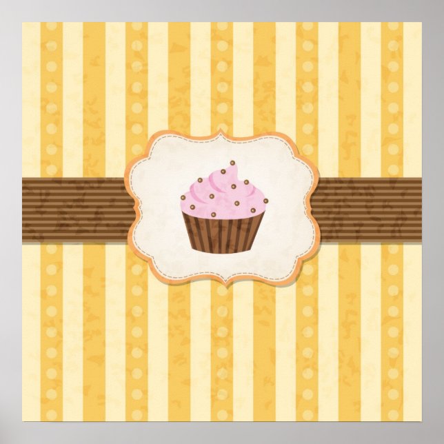 Vintager Cupcake-Hintergrund Poster (Vorne)