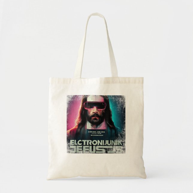 Vintager Cyberpunk Jesus Futuristic Religious Chri Tragetasche (Vorne)