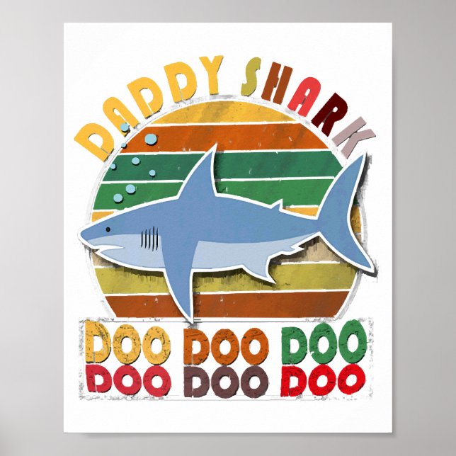 Vintager Daddy Shark Vathers Day Poster (Vorne)