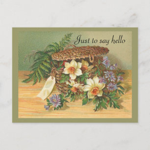 Vintager Daffadil-Blumenkorb - Postkarte