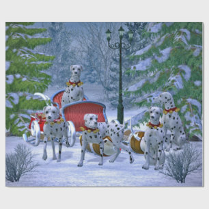 Vintager Dalmatiner Sleigh Snow Weihnachten Geschenkpapier