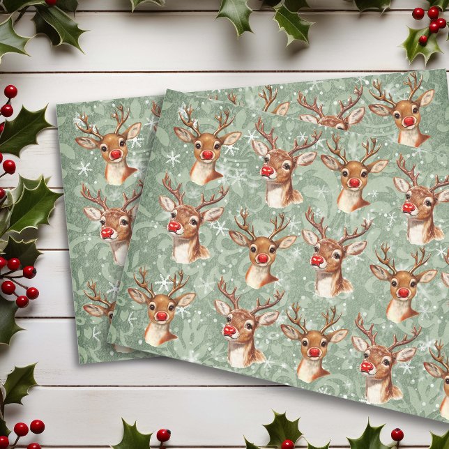 Vintager Damask mit roter Nose Seidenpapier (Von Creator hochgeladen)