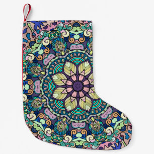 Vintager Damast: Elegantes nahtloses Muster Kleiner Weihnachtsstrumpf