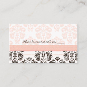 Vintager Damast mit rosa und braun, Hochzeitstisch Platzkarte