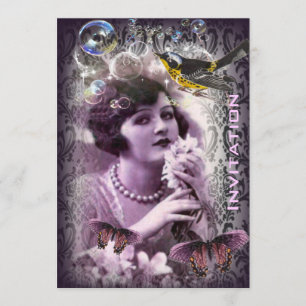 Vintager Damastkunst-Deko gatsby Einladung