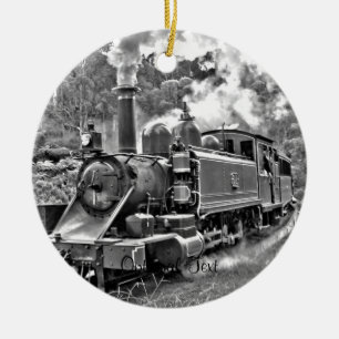 Vintager Dampf-Motor-Zug Keramik Ornament