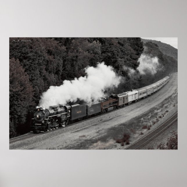 Vintager Dampfzug am Ohio Poster (Vorne)