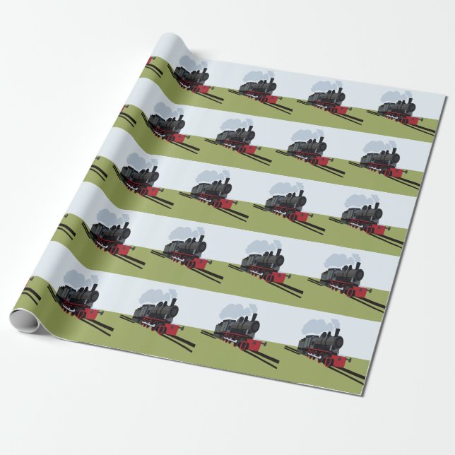 Vintager Dampfzug auf Bahnstrecke Kunst Geschenkpapier (Ungerollt)