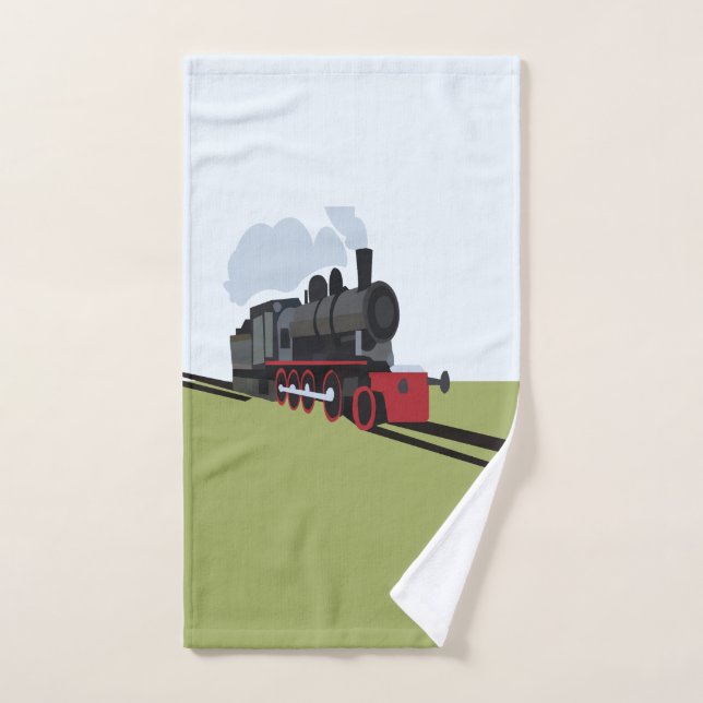 Vintager Dampfzug auf Bahnstrecke Kunst Handtuch (Handtuch)
