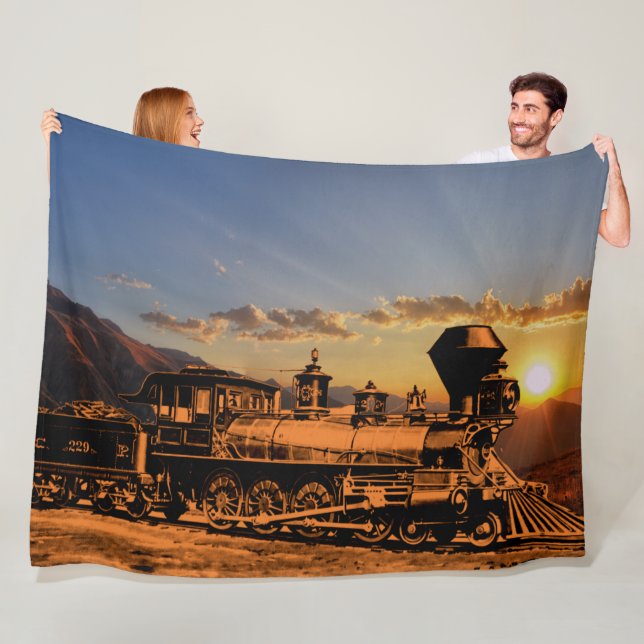 Vintager Dampfzug bei Sunset Locomotive CPRR 229 Fleecedecke (Beispiel)