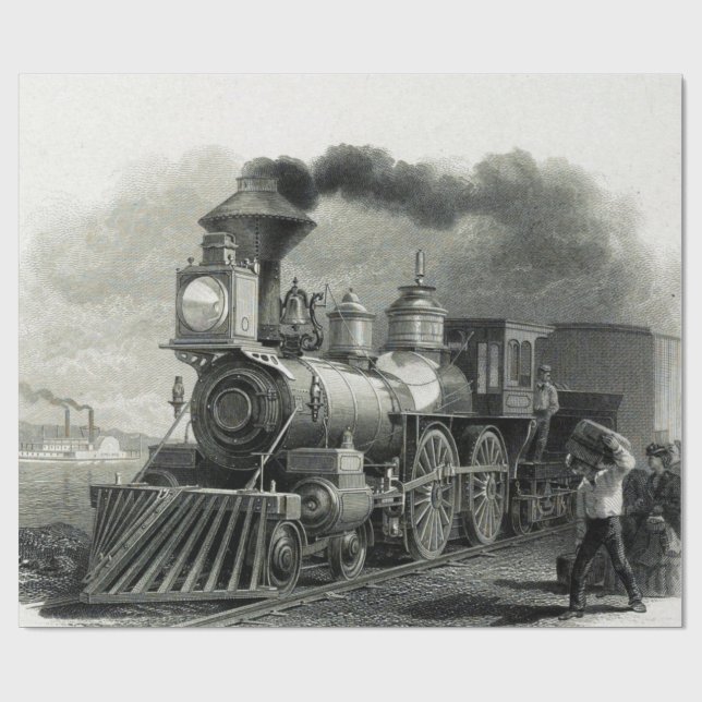 Vintager Dampfzug Geschenkpapier (Flach)