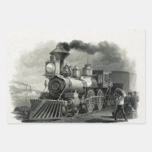 Vintager Dampfzug Geschenkpapier Set