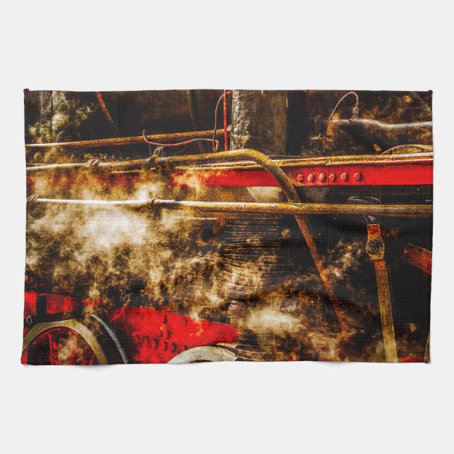 Vintager Dampfzug - In-Steam Geschirrtuch (Horizontal)