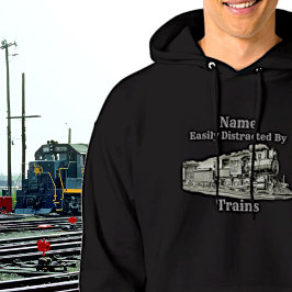 Vintager Dampfzug, leicht ablenkbar, Name hinzufüg Hoodie