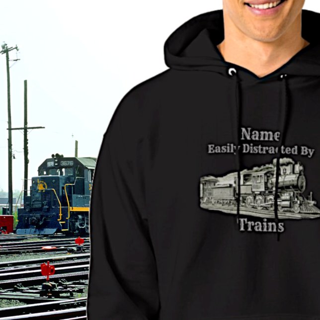 Vintager Dampfzug, leicht ablenkbar, Name hinzufüg Hoodie (Von Creator hochgeladen)