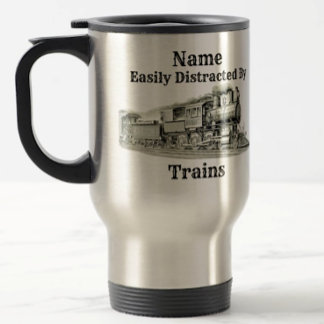 Vintager Dampfzug, leicht ablenkbar, Name hinzufüg Reisebecher