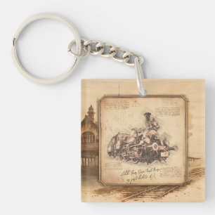Vintager Dampfzug / Lokomotive Art. Fahrergeschenk Schlüsselanhänger