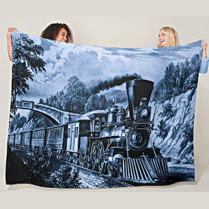 Vintager Dampfzug Motor Bahn Fleecedecke