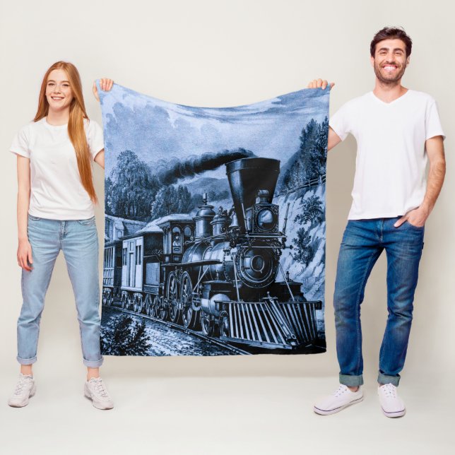 Vintager Dampfzug Motor Bahn Fleecedecke (Beispiel)