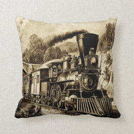 Vintager Dampfzug Motor Kissen