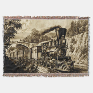 Vintager Dampfzug Motor Lokomotive Sepia Decke