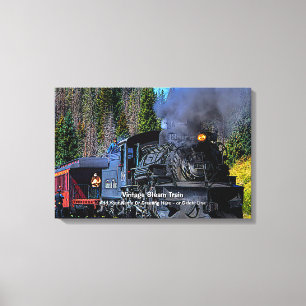 Vintager Dampfzug - Name hinzufügen Leinwanddruck