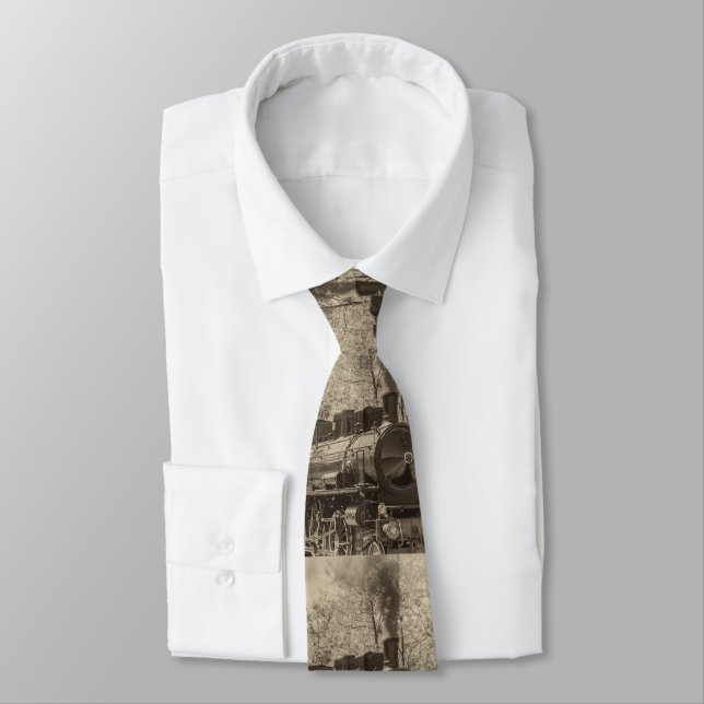 Vintager Dampfzug Necktie Krawatte (Gebunden)