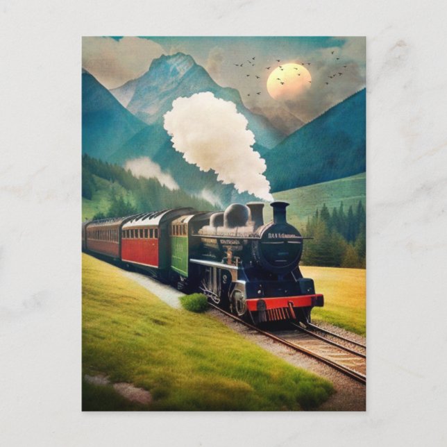 Vintager Dampfzug Postkarte (Vorderseite)