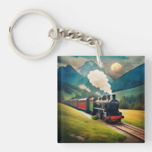 Vintager Dampfzug Schlüsselanhänger